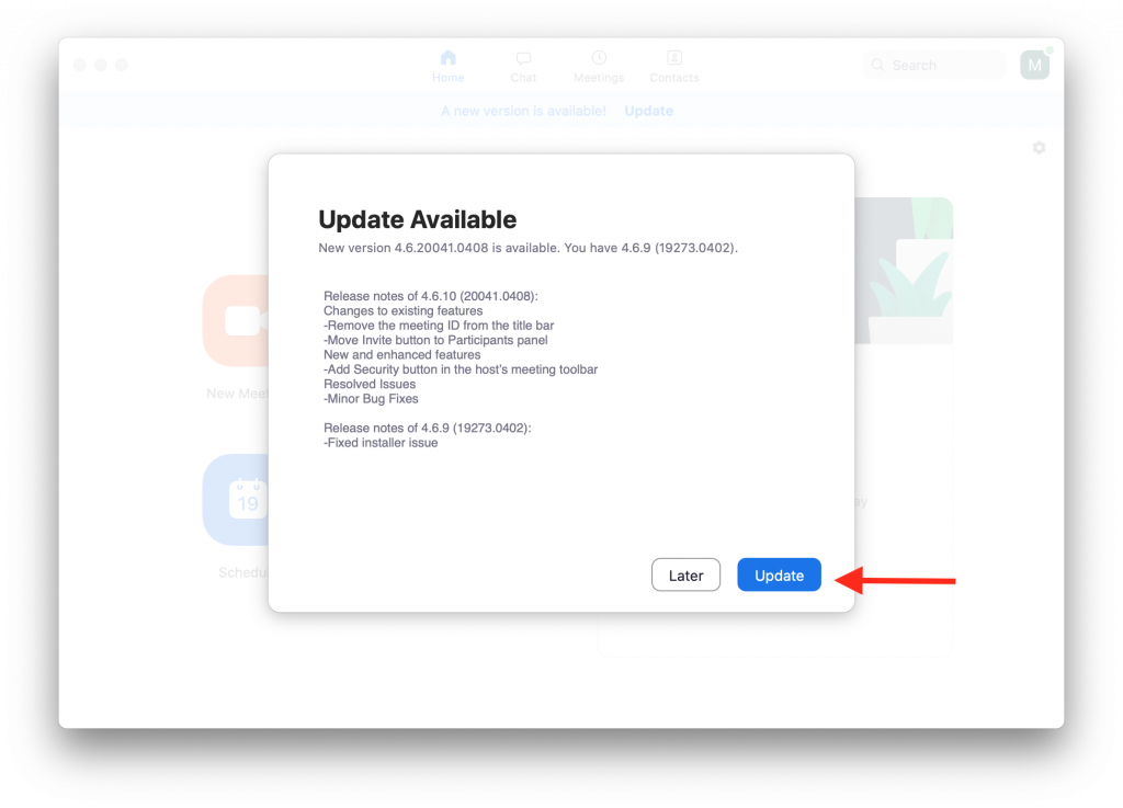 how to update zoom on mac