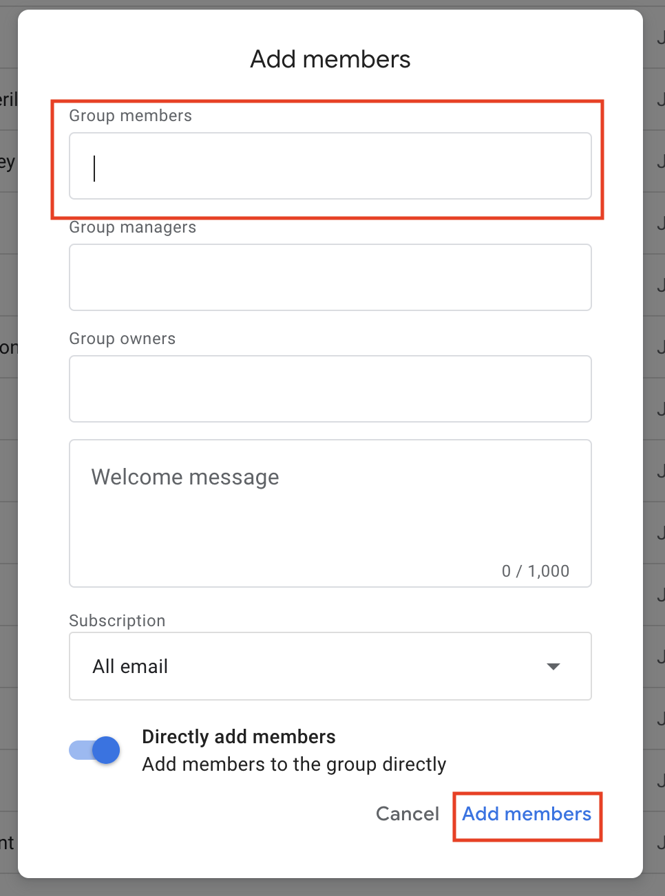 how to edit a google email group