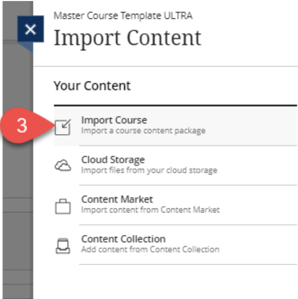 In Blackboard select the import course option.