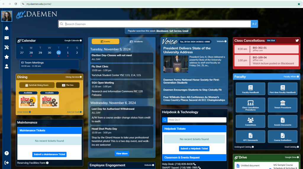 My Daemen homepage.