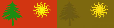 The example below shows an image with red background, a green tree, and a yellow sun.